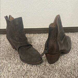 Sofft grey Ankle Booties with Distressed Leather and Slouchy Design